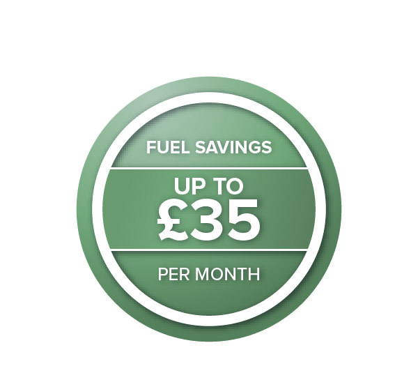 Up to &pound;35 fuel savings per month icon