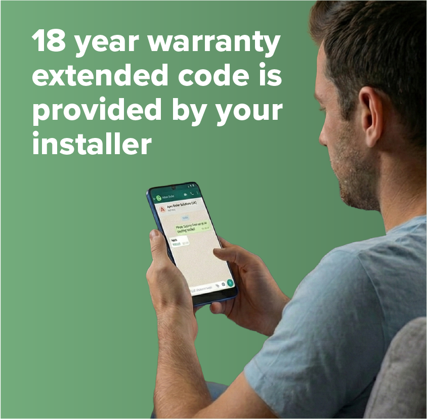 18 year warranty code is provided by your installer